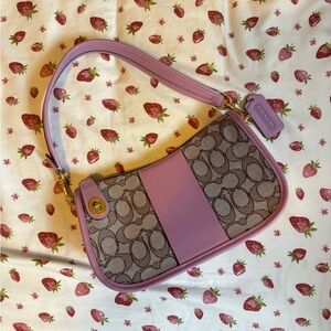 Coach Purple and gray Shoulder Bag with Monogram Print